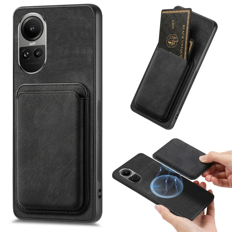 For OPPO Reno10 Global Retro Leather Card Bag Magnetic Phone Case(Black) - OPPO Cases by PMC TechLife | Online Shopping South Africa | PMC TechLife | Buy Now Pay Later Mobicred