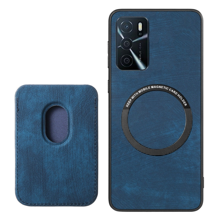 For OPPO Reno10 Pro Global Retro Leather Card Bag Magnetic Phone Case(Blue) - OPPO Cases by PMC Jewellery | Online Shopping South Africa | PMC Jewellery | Buy Now Pay Later Mobicred