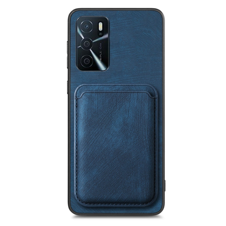 For OPPO Reno8 T 4G Retro Leather Card Bag Magnetic Phone Case(Blue) - OPPO Cases by PMC Jewellery | Online Shopping South Africa | PMC Jewellery | Buy Now Pay Later Mobicred