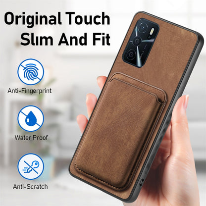 For OPPO Reno9 5G Retro Leather Card Bag Magnetic Phone Case(Brown) - OPPO Cases by PMC Jewellery | Online Shopping South Africa | PMC Jewellery | Buy Now Pay Later Mobicred