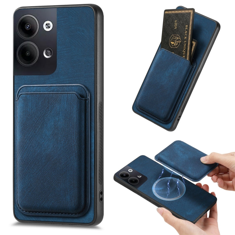 For OPPO Reno9 5G Retro Leather Card Bag Magnetic Phone Case(Blue) - OPPO Cases by PMC Jewellery | Online Shopping South Africa | PMC Jewellery | Buy Now Pay Later Mobicred