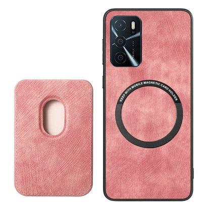 For OPPO Reno9 Pro+ 5G Retro Leather Card Bag Magnetic Phone Case(Pink) - OPPO Cases by PMC Jewellery | Online Shopping South Africa | PMC Jewellery | Buy Now Pay Later Mobicred