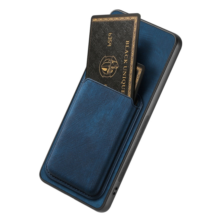 For OPPO A17 Retro Leather Card Bag Magnetic Phone Case(Blue) - OPPO Cases by PMC Jewellery | Online Shopping South Africa | PMC Jewellery | Buy Now Pay Later Mobicred