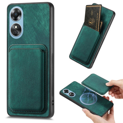 For OPPO A17 Retro Leather Card Bag Magnetic Phone Case(Green) - OPPO Cases by PMC Jewellery | Online Shopping South Africa | PMC Jewellery | Buy Now Pay Later Mobicred