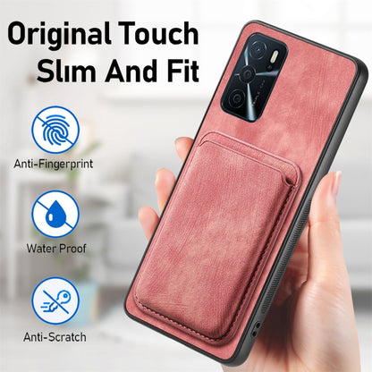 For OPPO A17 Retro Leather Card Bag Magnetic Phone Case(Pink) - OPPO Cases by PMC Jewellery | Online Shopping South Africa | PMC Jewellery | Buy Now Pay Later Mobicred