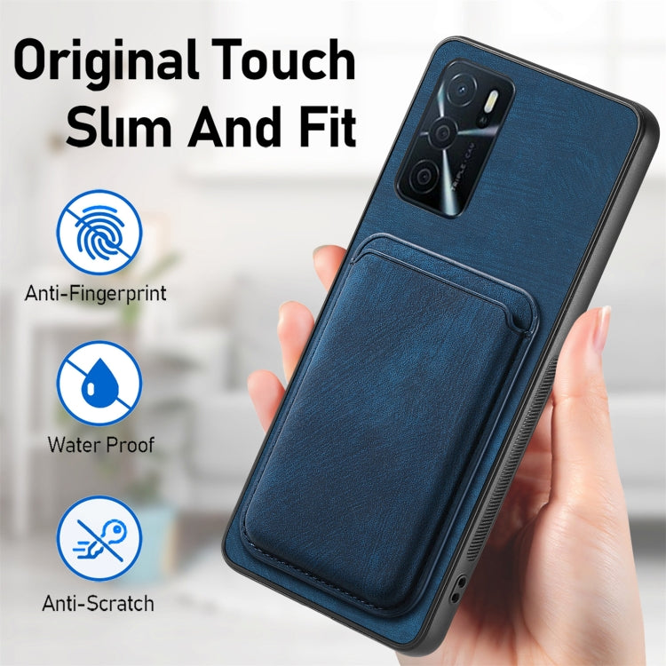 For OPPO A57 4G Retro Leather Card Bag Magnetic Phone Case(Blue) - OPPO Cases by PMC TechLife | Online Shopping South Africa | PMC TechLife | Buy Now Pay Later Mobicred