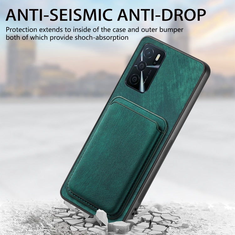 For OPPO A57 5G Retro Leather Card Bag Magnetic Phone Case(Green) - OPPO Cases by PMC TechLife | Online Shopping South Africa | PMC TechLife | Buy Now Pay Later Mobicred