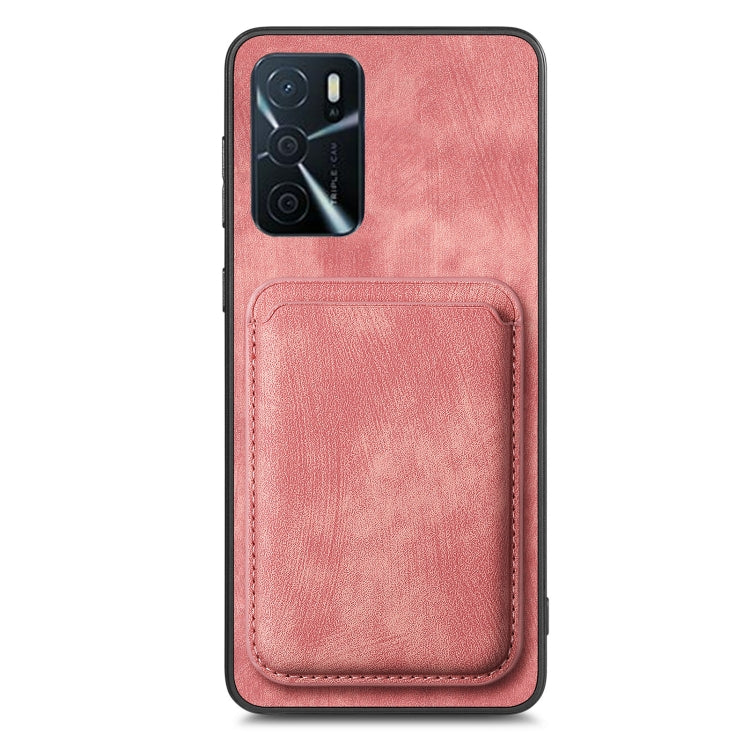 For OPPO A57 5G Retro Leather Card Bag Magnetic Phone Case(Pink) - OPPO Cases by PMC Jewellery | Online Shopping South Africa | PMC Jewellery | Buy Now Pay Later Mobicred