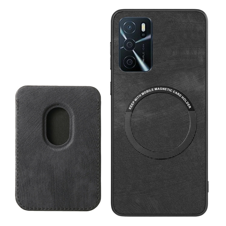 For OPPO A57 5G Retro Leather Card Bag Magnetic Phone Case(Black) - OPPO Cases by PMC TechLife | Online Shopping South Africa | PMC TechLife | Buy Now Pay Later Mobicred