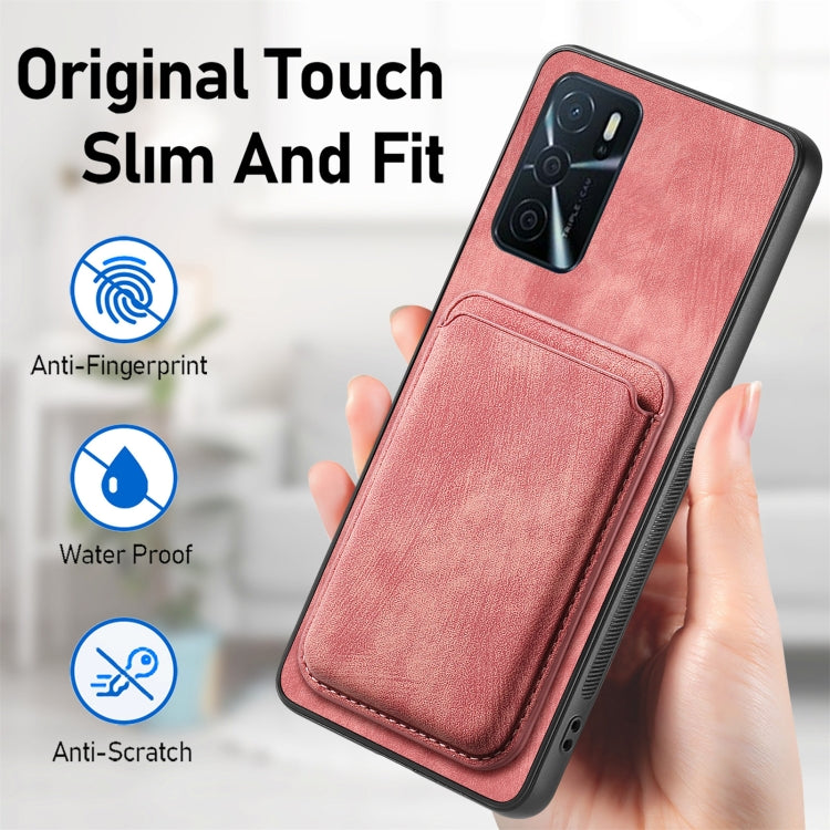 For OPPO Reno7 4G Retro Leather Card Bag Magnetic Phone Case(Pink) - OPPO Cases by PMC Jewellery | Online Shopping South Africa | PMC Jewellery | Buy Now Pay Later Mobicred