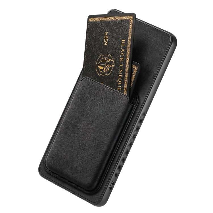 For OPPO Reno7 4G Retro Leather Card Bag Magnetic Phone Case(Black) - OPPO Cases by PMC TechLife | Online Shopping South Africa | PMC TechLife | Buy Now Pay Later Mobicred