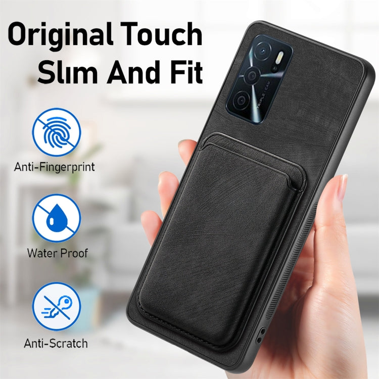 For OPPO Reno6 Pro 5G Retro Leather Card Bag Magnetic Phone Case(Black) - OPPO Cases by PMC Jewellery | Online Shopping South Africa | PMC Jewellery | Buy Now Pay Later Mobicred