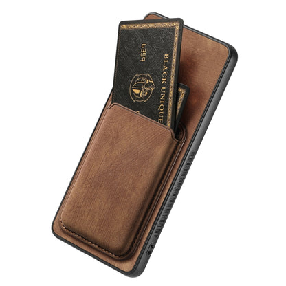 For OPPO F19 Pro+ Retro Leather Card Bag Magnetic Phone Case(Brown) - OPPO Cases by PMC Jewellery | Online Shopping South Africa | PMC Jewellery | Buy Now Pay Later Mobicred