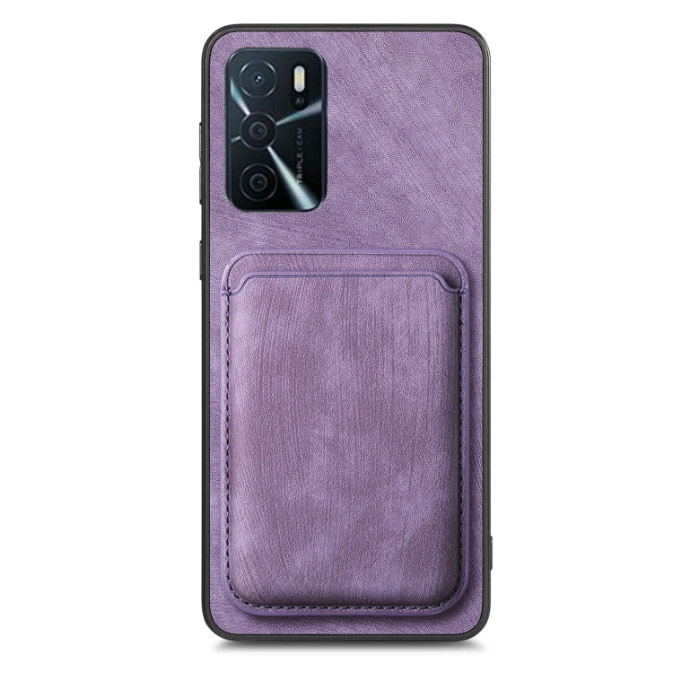 For OPPO Reno5 5G Retro Leather Card Bag Magnetic Phone Case(Purple) - OPPO Cases by PMC Jewellery | Online Shopping South Africa | PMC Jewellery | Buy Now Pay Later Mobicred