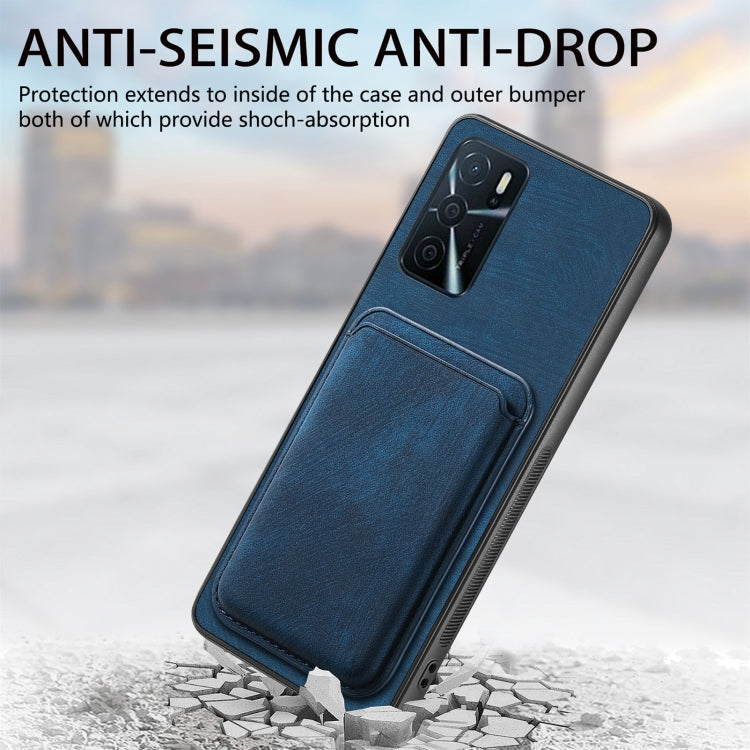 For OPPO A15 Retro Leather Card Bag Magnetic Phone Case(Blue) - OPPO Cases by PMC TechLife | Online Shopping South Africa | PMC TechLife | Buy Now Pay Later Mobicred