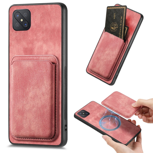 For OPPO A92S Retro Leather Card Bag Magnetic Phone Case(Pink) - OPPO Cases by PMC Jewellery | Online Shopping South Africa | PMC Jewellery | Buy Now Pay Later Mobicred