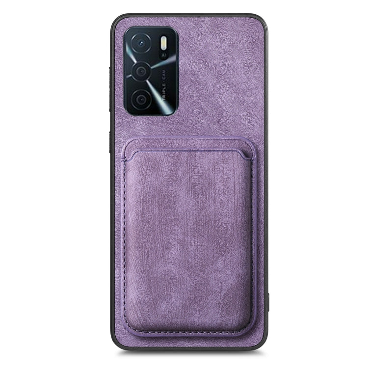 For OPPO A5 Retro Leather Card Bag Magnetic Phone Case(Purple) - OPPO Cases by PMC TechLife | Online Shopping South Africa | PMC TechLife | Buy Now Pay Later Mobicred