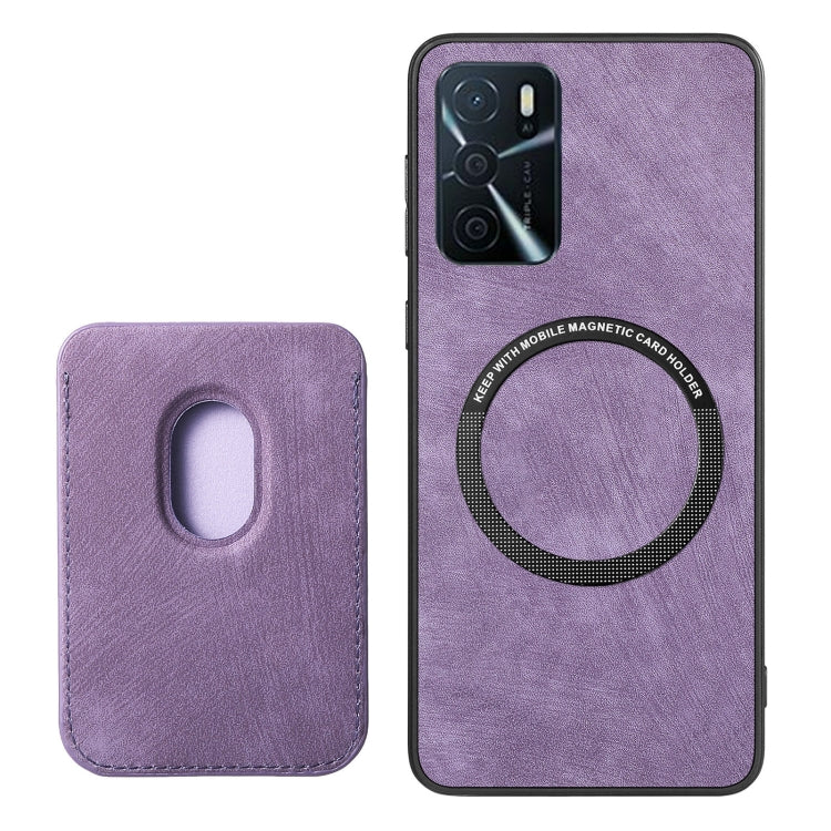 For OPPO A5 Retro Leather Card Bag Magnetic Phone Case(Purple) - OPPO Cases by PMC Jewellery | Online Shopping South Africa | PMC Jewellery | Buy Now Pay Later Mobicred