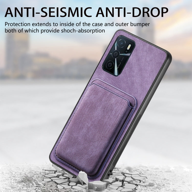 For OPPO A5 Retro Leather Card Bag Magnetic Phone Case(Purple) - OPPO Cases by PMC TechLife | Online Shopping South Africa | PMC TechLife | Buy Now Pay Later Mobicred