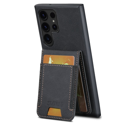 For Samsuny Galaxy S24 Ultrra 5G Suteni H03 Litchi Leather Card Bag Stand Back Phone Case(Black) - Galaxy S24 Ultra 5G Cases by Suteni | Online Shopping South Africa | PMC Jewellery | Buy Now Pay Later Mobicred