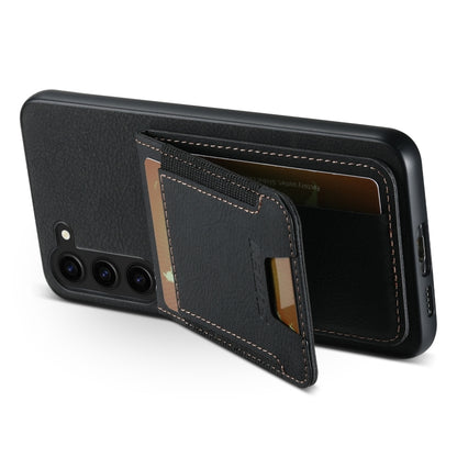 For Samsuny Galaxy S24+ 5G Suteni H03 Litchi Leather Card Bag Stand Back Phone Case(Black) - Galaxy S24+ 5G Cases by Suteni | Online Shopping South Africa | PMC Jewellery | Buy Now Pay Later Mobicred