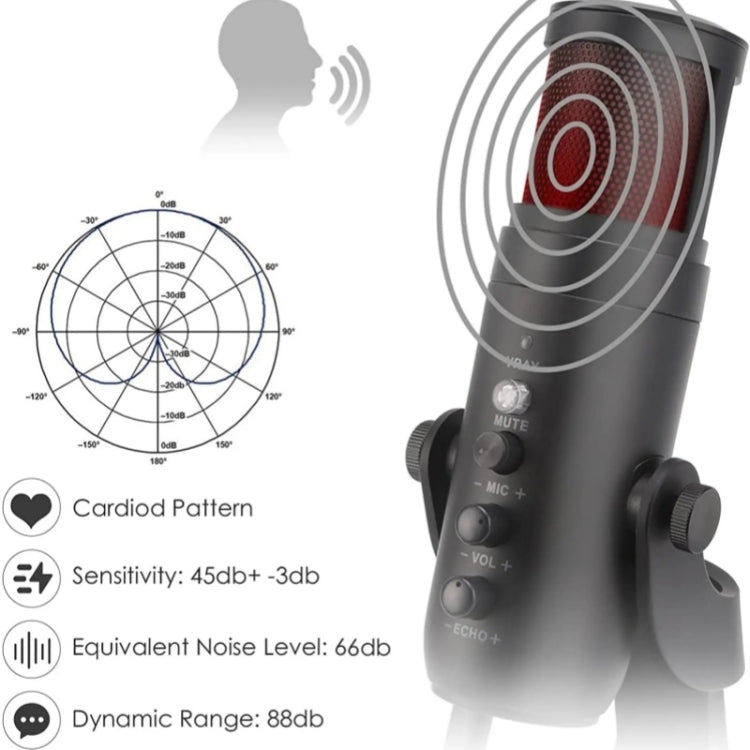 JMARY MC-PW9 USB Cable Microphone Voice Recording Tool RGB Light - Microphone by Jmary | Online Shopping South Africa | PMC TechLife | Buy Now Pay Later Mobicred