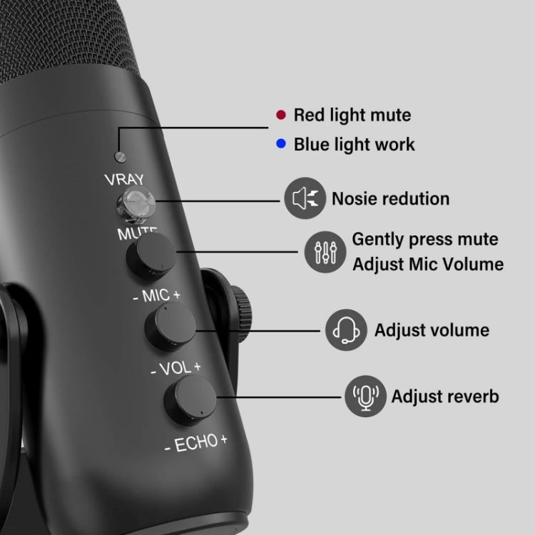 JMARY MC-PW8 USB Desktop Condenser Microphone - Microphone by Jmary | Online Shopping South Africa | PMC Jewellery | Buy Now Pay Later Mobicred