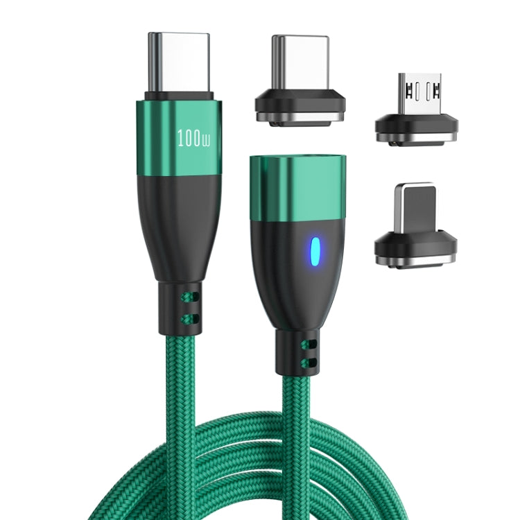 ENKAY 3 in 1 PD100W Type-C to Type-C / 8 Pin / Micro USB Magnetic Fast Charging Cable, Cable Length:1m(Green) - free shipping - PMC Jewellery - Order now!