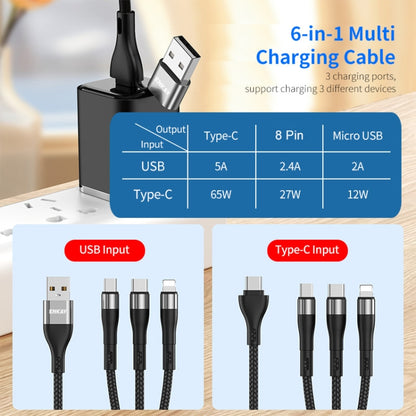 ENKAY 6-in-1 5A USB + Type-C to Type-C / 8 Pin / Micro USB Multifunction Fast Charging Cable, Cable Length:1.3m(Purple) - Multifunction Cable by ENKAY | Online Shopping South Africa | PMC Jewellery