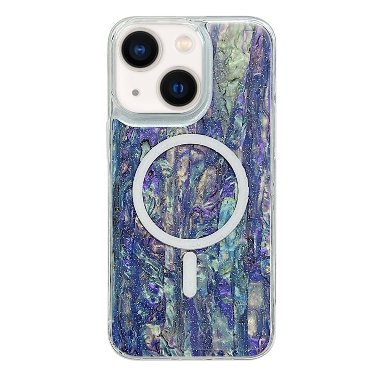 For iPhone 14 Plus Shell Texture Multicolor MagSafe TPU Phone Case(Peacock Blue) - iPhone 14 Plus Cases by PMC TechLife | Online Shopping South Africa | PMC TechLife