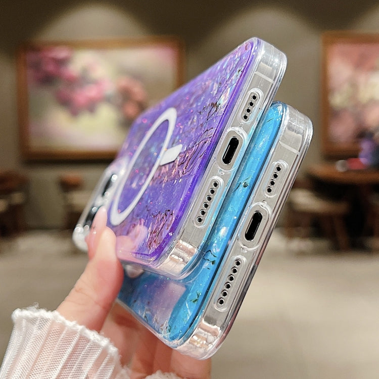 For iPhone 14 Plus Shell Texture Multicolor MagSafe TPU Phone Case(Peacock Blue) - iPhone 14 Plus Cases by PMC TechLife | Online Shopping South Africa | PMC TechLife