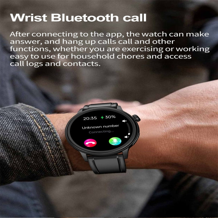ET470 1.39 inch Color Screen Smart Watch Leather Strap, Support Bluetooth Call / ECG(Black) - Smart Watches by PMC TechLife | Online Shopping South Africa | PMC TechLife