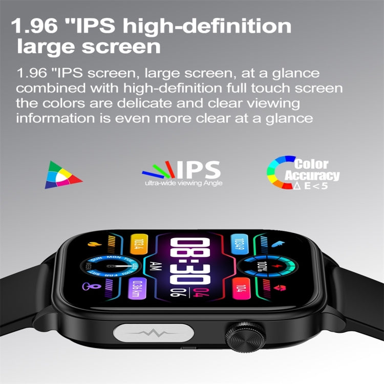 ET570 1.96 inch Color Screen Smart Watch Silicone Strap, Support Bluetooth Call / ECG(Black) - Smart Watches by PMC Jewellery | Online Shopping South Africa | PMC Jewellery