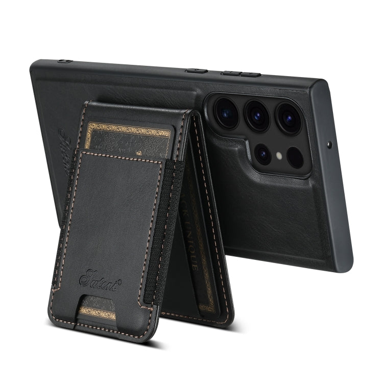 For Samsung Galaxy S22 Ultra 5G Suteni H17 Oil Eax Leather Detachable Wallet Phone Case(Black) - Galaxy S22 Ultra 5G Cases by Suteni | Online Shopping South Africa | PMC Jewellery | Buy Now Pay Later Mobicred