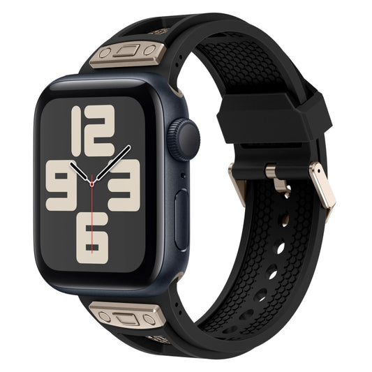 For Apple Watch SE 2023 44mm Breathable Stainless Steel Mesh TPU Watch Band(Black Titanium) - Watch Bands by PMC Jewellery | Online Shopping South Africa | PMC Jewellery
