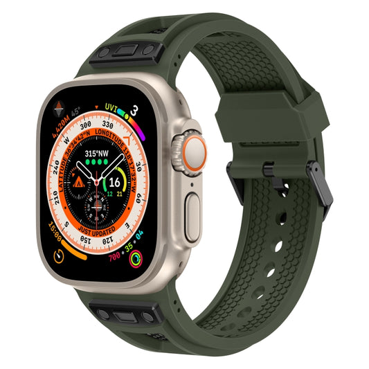 For Apple Watch Ultra 2 49mm Breathable Stainless Steel Mesh TPU Watch Band(Green Black) - Watch Bands by PMC Jewellery | Online Shopping South Africa | PMC Jewellery