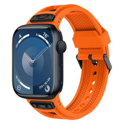 For  Apple Watch Series 9 45mm Breathable Stainless Steel Mesh TPU Watch Band(Orange Black) - Watch Bands by PMC Jewellery | Online Shopping South Africa | PMC Jewellery