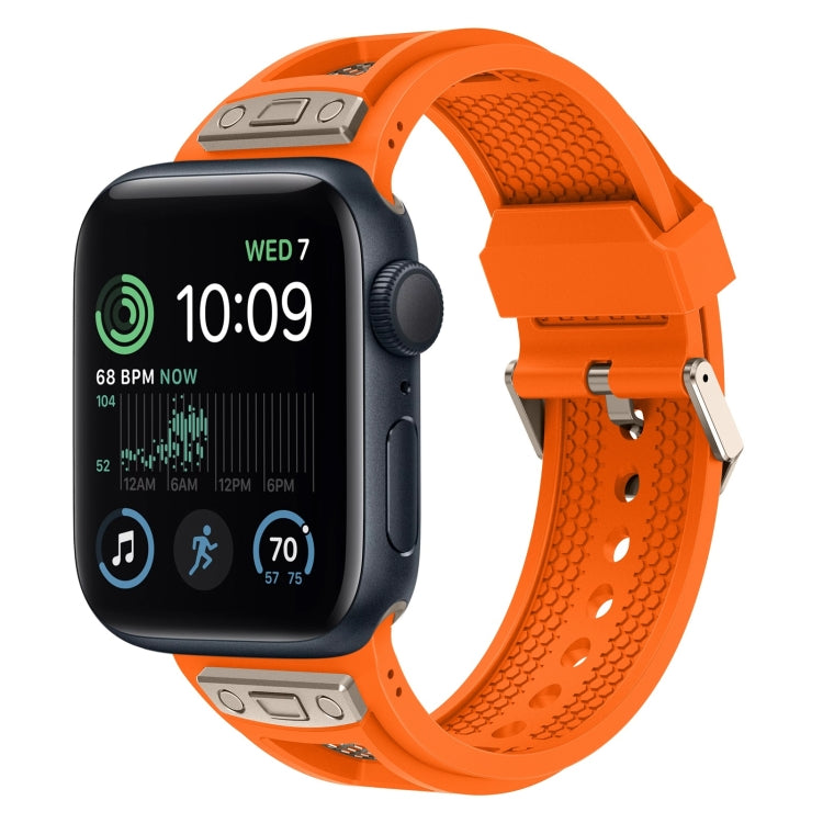 For Apple Watch SE 2022 44mm Breathable Stainless Steel Mesh TPU Watch Band(Orange Titanium) - Watch Bands by PMC Jewellery | Online Shopping South Africa | PMC Jewellery