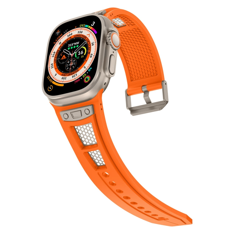 For Apple Watch SE 2022 44mm Breathable Stainless Steel Mesh TPU Watch Band(Orange Titanium) - Watch Bands by PMC Jewellery | Online Shopping South Africa | PMC Jewellery