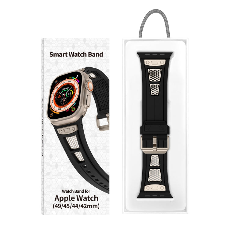 For Apple Watch Series 7 45mm Breathable Stainless Steel Mesh TPU Watch Band(Black Titanium) - Watch Bands by PMC Jewellery | Online Shopping South Africa | PMC Jewellery