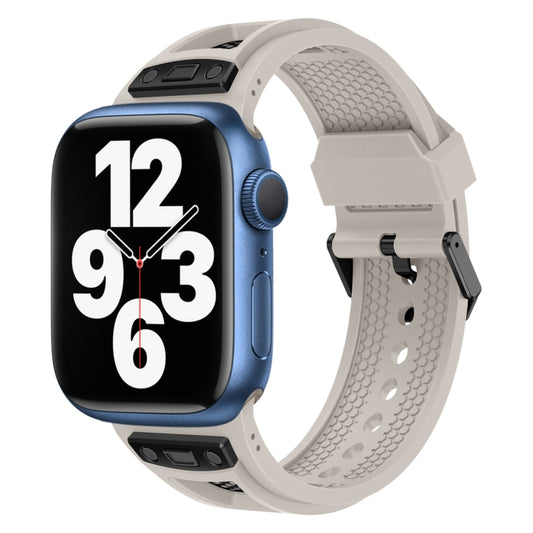 For Apple Watch Series 7 45mm Breathable Stainless Steel Mesh TPU Watch Band(Starlight Black) - Watch Bands by PMC Jewellery | Online Shopping South Africa | PMC Jewellery