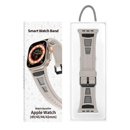 For Apple Watch Series 7 45mm Breathable Stainless Steel Mesh TPU Watch Band(Starlight Black) - Watch Bands by PMC Jewellery | Online Shopping South Africa | PMC Jewellery