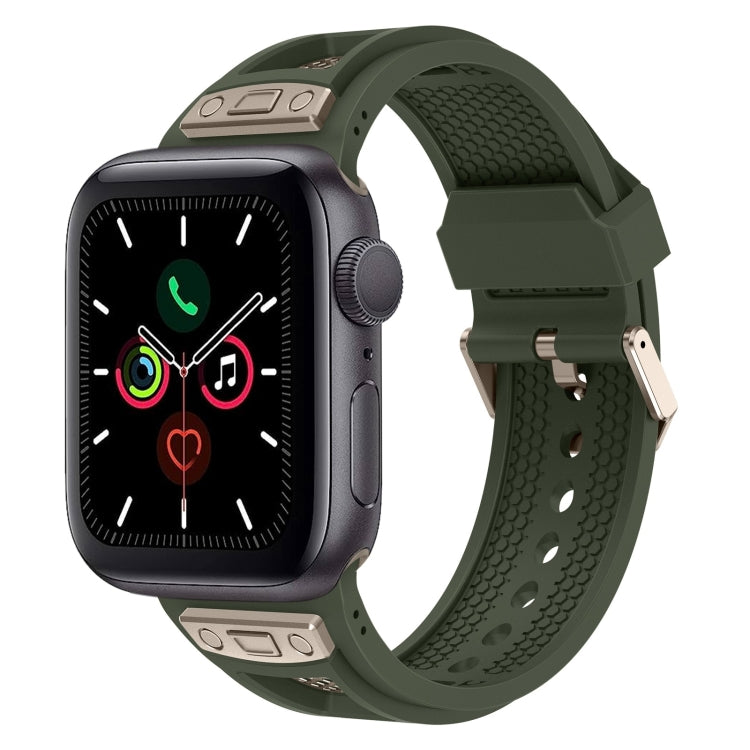 For Apple Watch Series 5 44mm Breathable Stainless Steel Mesh TPU Watch Band(Green Titanium) - Watch Bands by PMC Jewellery | Online Shopping South Africa | PMC Jewellery