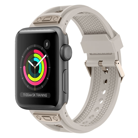 For Apple Watch Series 3 42mm Breathable Stainless Steel Mesh TPU Watch Band(Starlight Titanium) - Watch Bands by PMC Jewellery | Online Shopping South Africa | PMC Jewellery