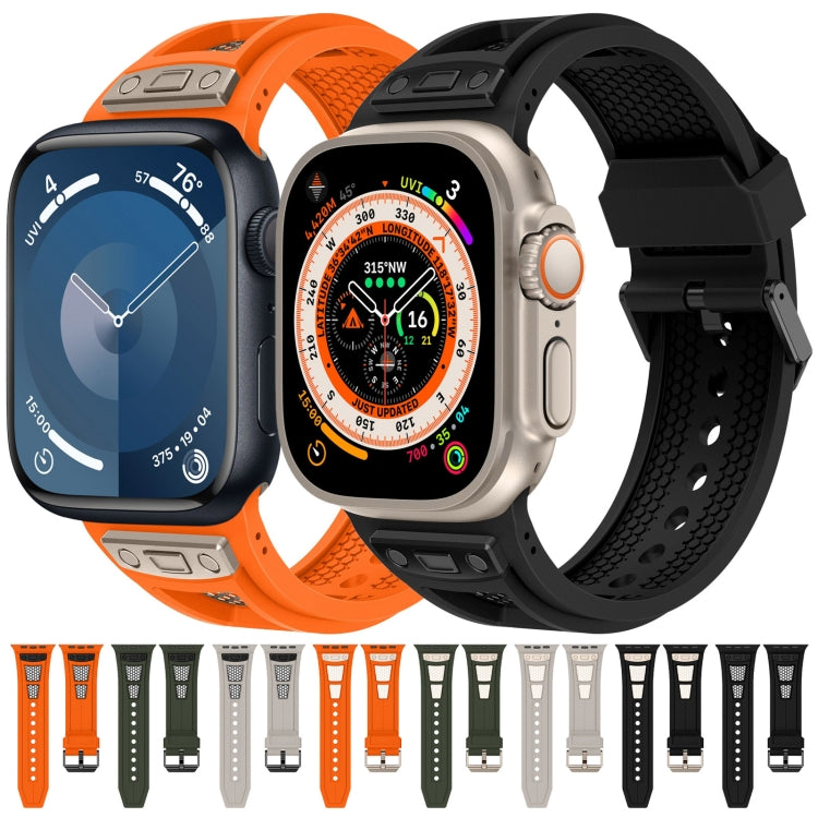 For  Apple Watch Series 4 44mm Breathable Stainless Steel Mesh TPU Watch Band(Orange Titanium) - Watch Bands by PMC Jewellery | Online Shopping South Africa | PMC Jewellery