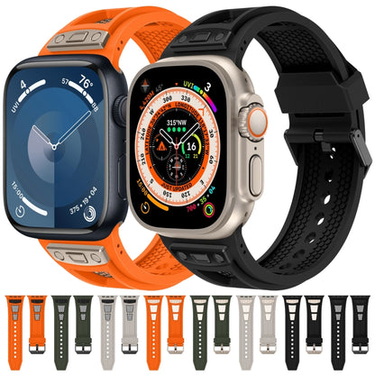 For  Apple Watch Series 9 45mm Breathable Stainless Steel Mesh TPU Watch Band(Orange Black) - Watch Bands by PMC Jewellery | Online Shopping South Africa | PMC Jewellery