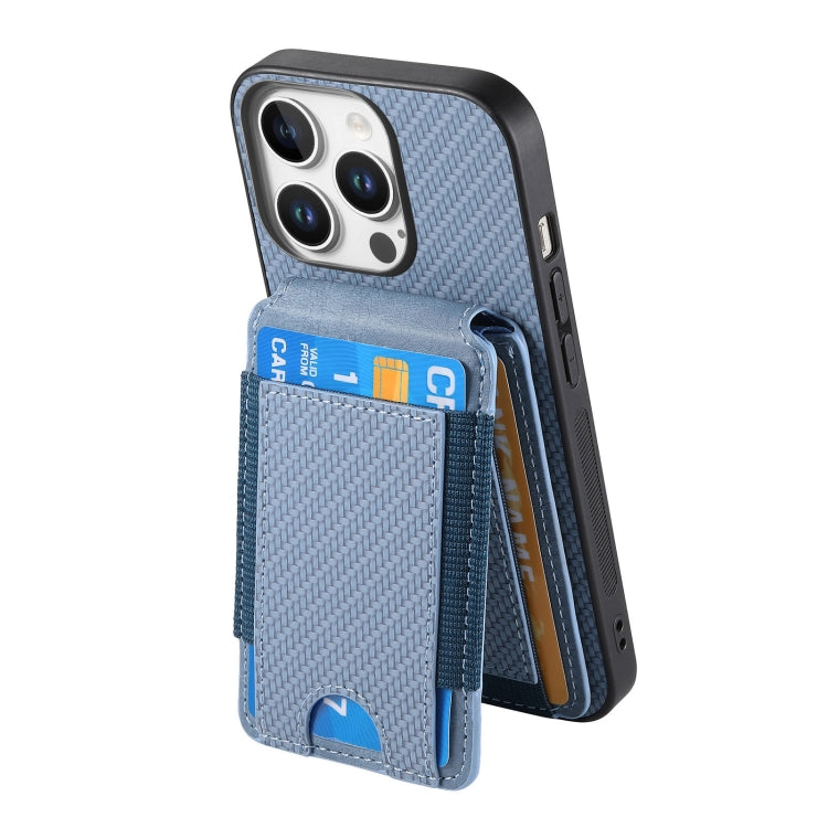 For iPhone 16 Pro Carbon Fiber Vertical Flip Wallet Stand Phone Case(Blue) - iPhone 16 Pro Cases by PMC Jewellery | Online Shopping South Africa | PMC Jewellery | Buy Now Pay Later Mobicred