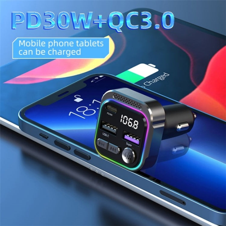 C54 PD 30W Dual USB Car Charger Alloy Car Bluetooth Adapter FM Transmitter MP3 Player - Car Charger by PMC TechLife | Online Shopping South Africa | PMC TechLife | Buy Now Pay Later Mobicred