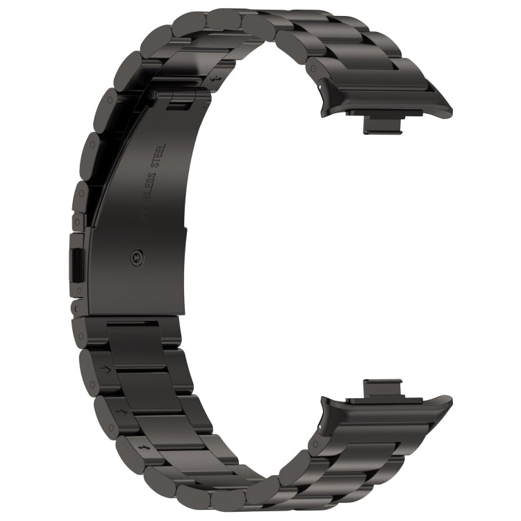 For Xiaomi Mi Band 8 Pro Three Bead Stainless Steel Metal Watch Band(Black) - Watch Bands by PMC Jewellery | Online Shopping South Africa | PMC Jewellery