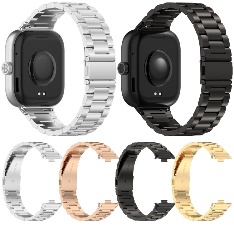 For Xiaomi Mi Band 8 Pro Three Bead Stainless Steel Metal Watch Band(Black) - Watch Bands by PMC Jewellery | Online Shopping South Africa | PMC Jewellery